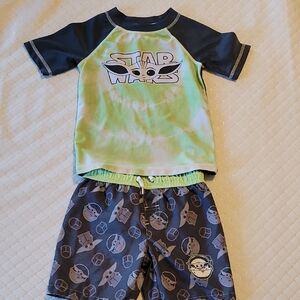 Star Wars Kids Rashguard Set - Tie-Dye Green and Dark Gray